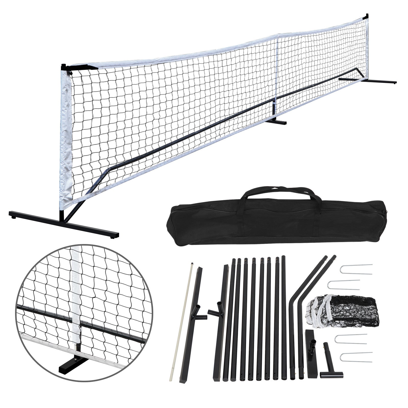 Portable Pickleball Game Tennis Net Powder Coated Frame Yard W/ Carry Bag&Stakes