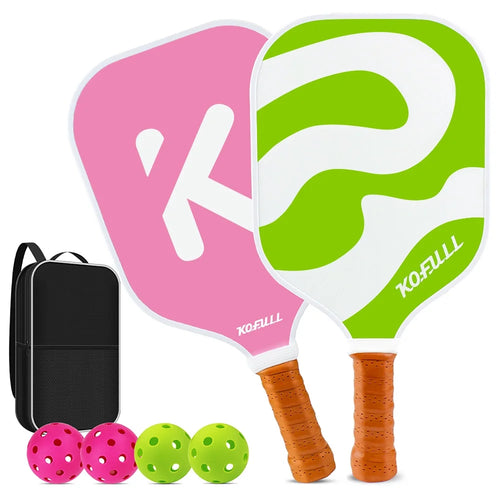 Pickleball Paddles Pickleball Rackets Set Lightweight Fiberglass Surface&Honeycomb Core Pickleball Set Pink and Green Gifts for Women Girls Beginners