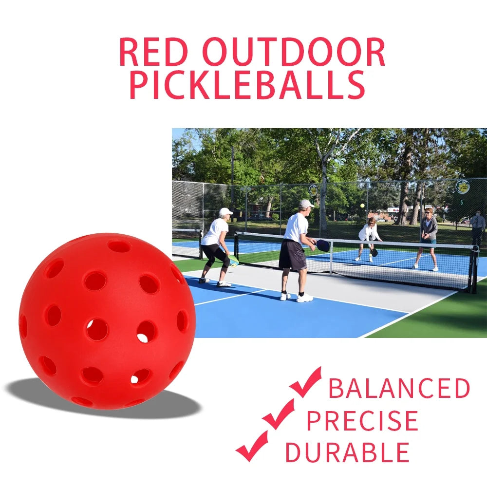 12Pcs Outdoor Pickleball Balls 40Holes Pickleball Accessories Red