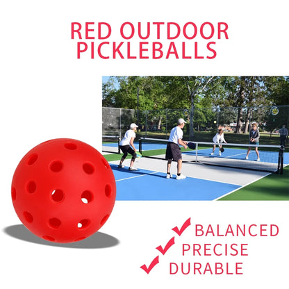 12Pcs Outdoor Pickleball Balls 40Holes Pickleball Accessories Red