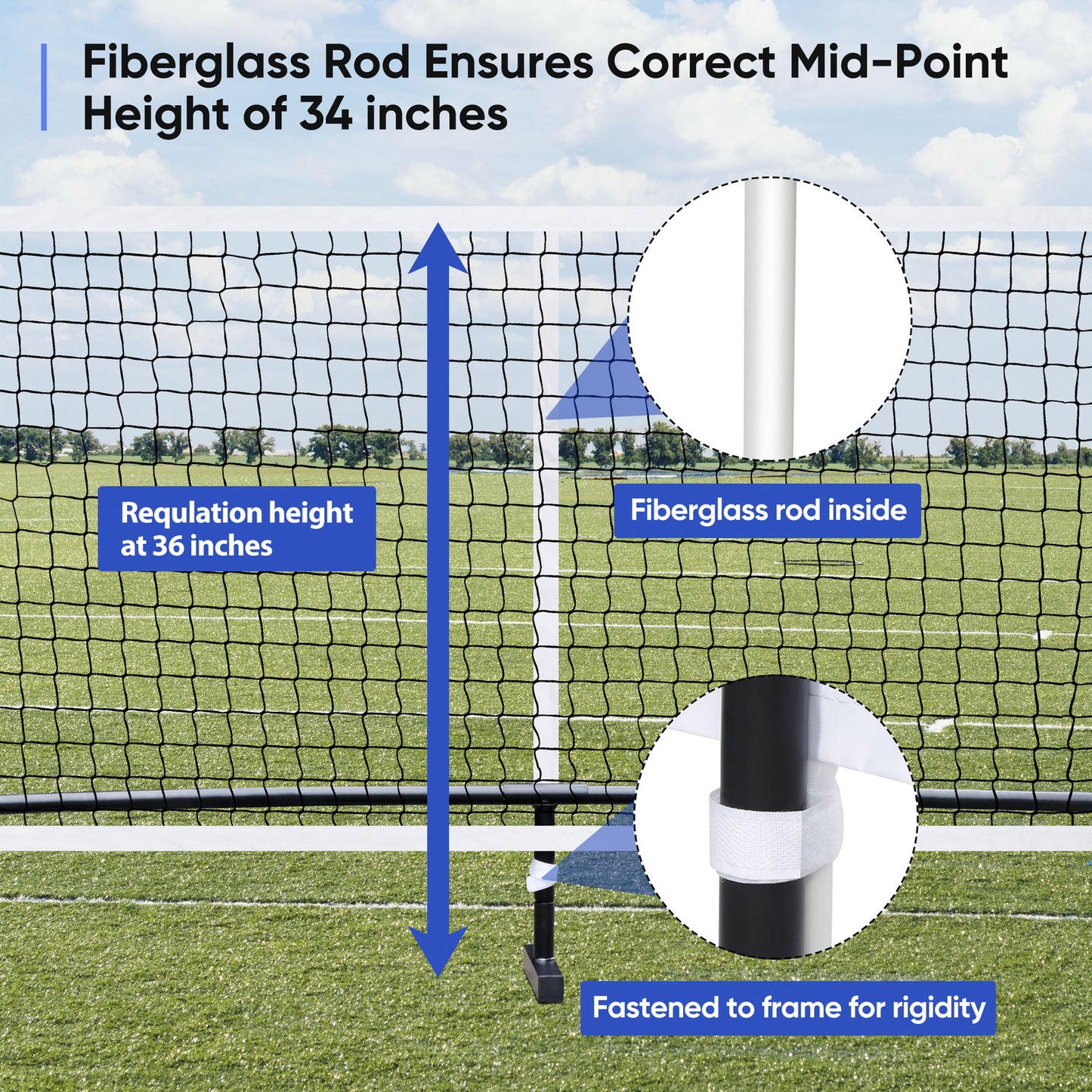 Portable Pickleball Game Tennis Net Powder Coated Frame Yard W/ Carry Bag&Stakes