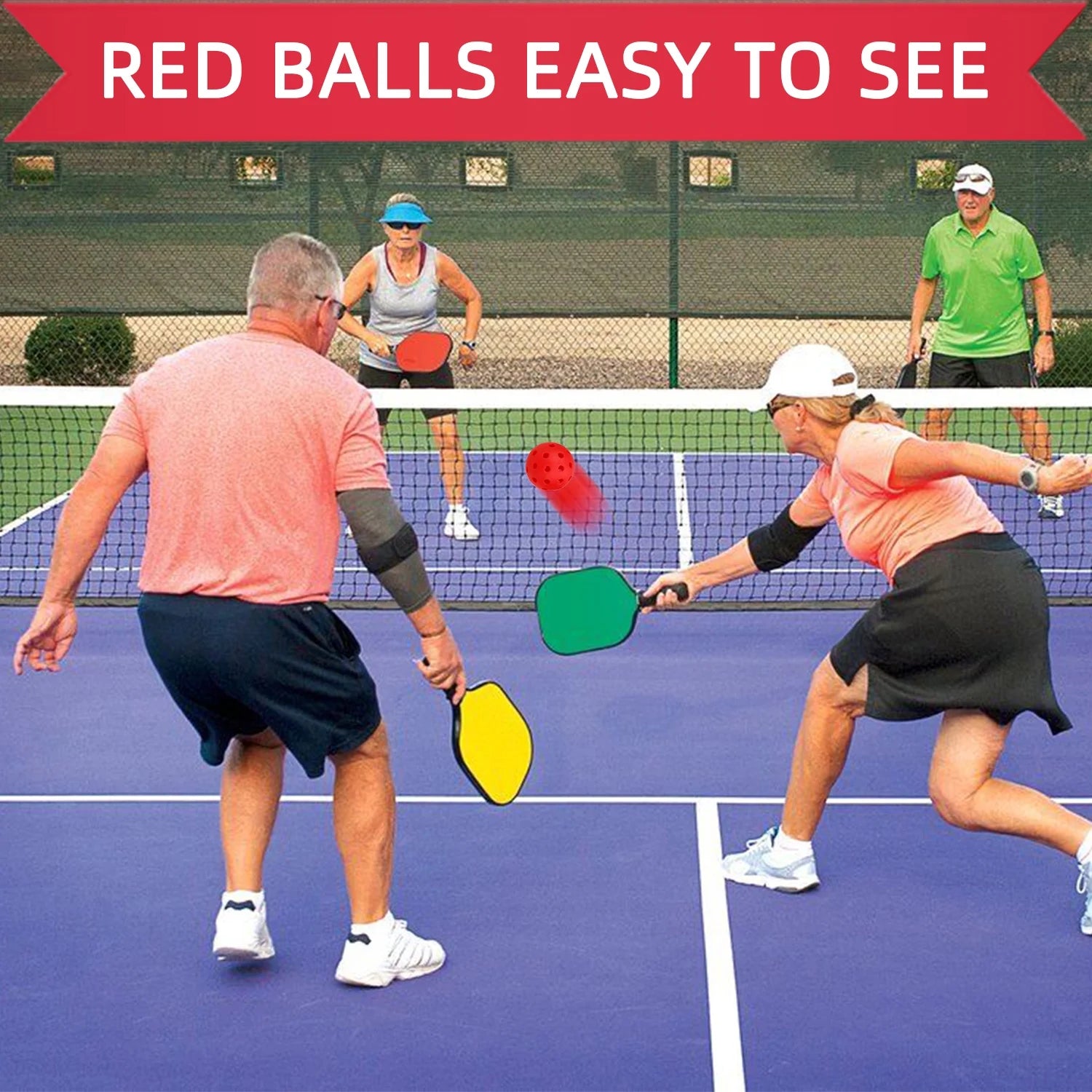 12Pcs Outdoor Pickleball Balls 40Holes Pickleball Accessories Red