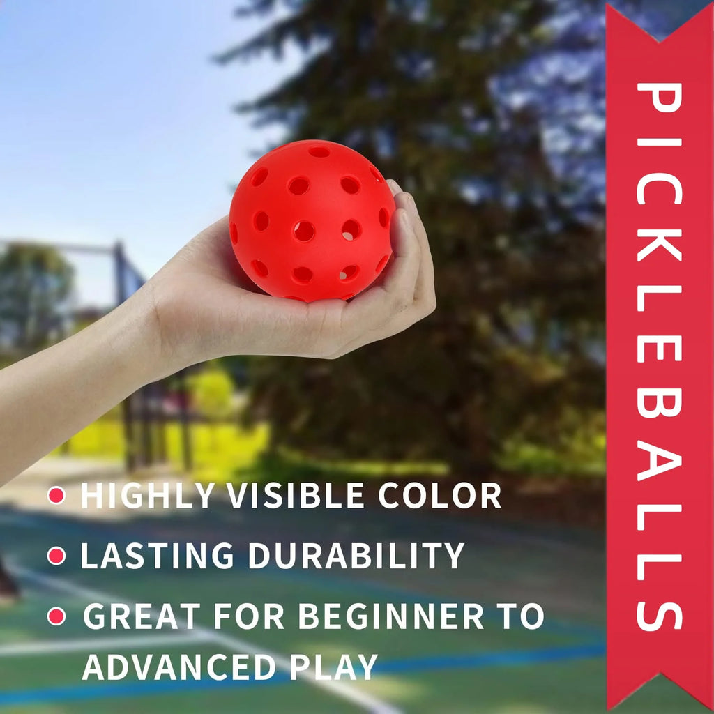12Pcs Outdoor Pickleball Balls 40Holes Pickleball Accessories Red