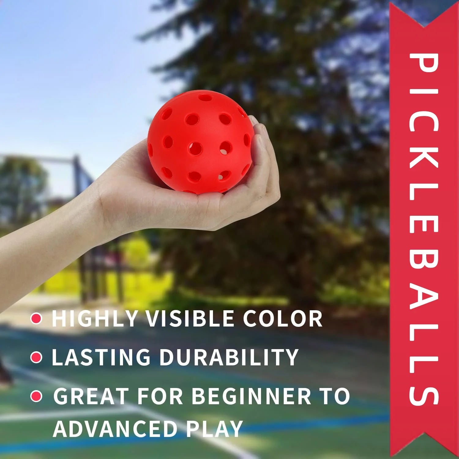 12Pcs Outdoor Pickleball Balls 40Holes Pickleball Accessories Red